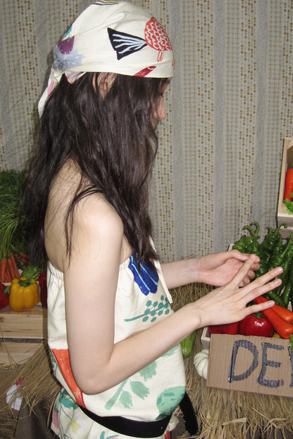 Hand-Painted Fruit Vegetable Print Triangle Headscarf