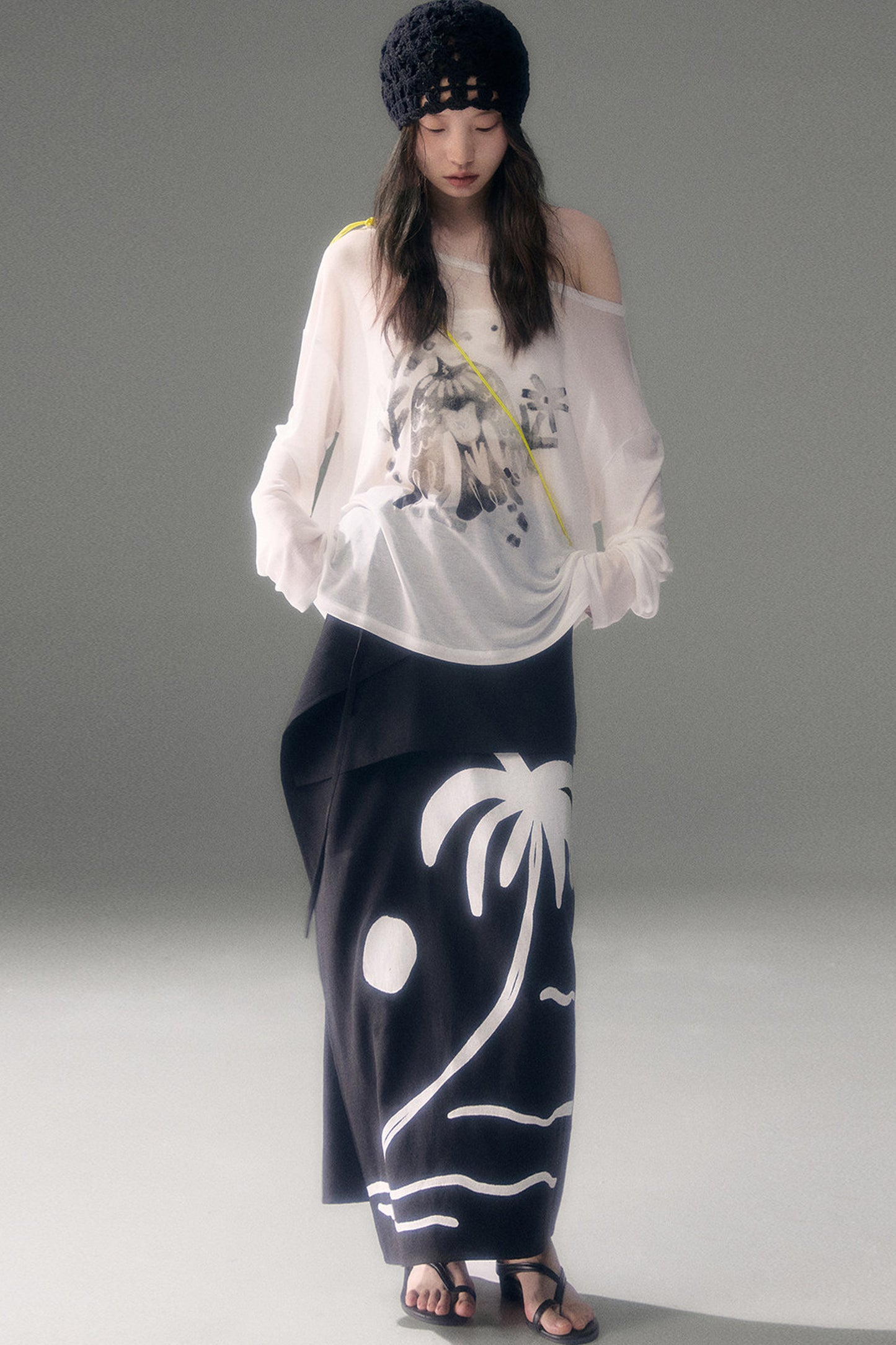 Palm Sunset Print Skirt