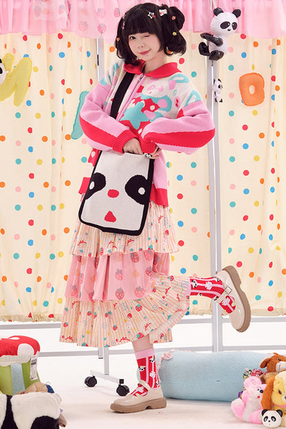 Double-Sided Knitted Panda Crossbody Bag