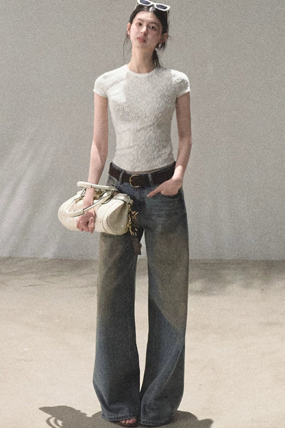Lace Splice Short Sleeve Top