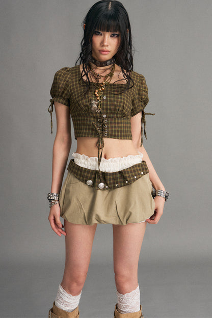Retro Patchwork Floral Skirt