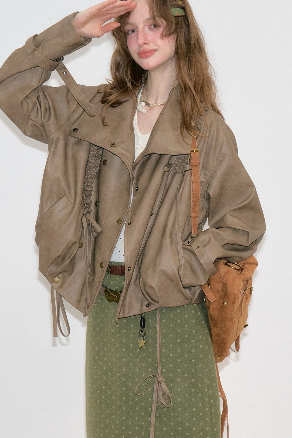 Punk Style Brown Leather Jacket