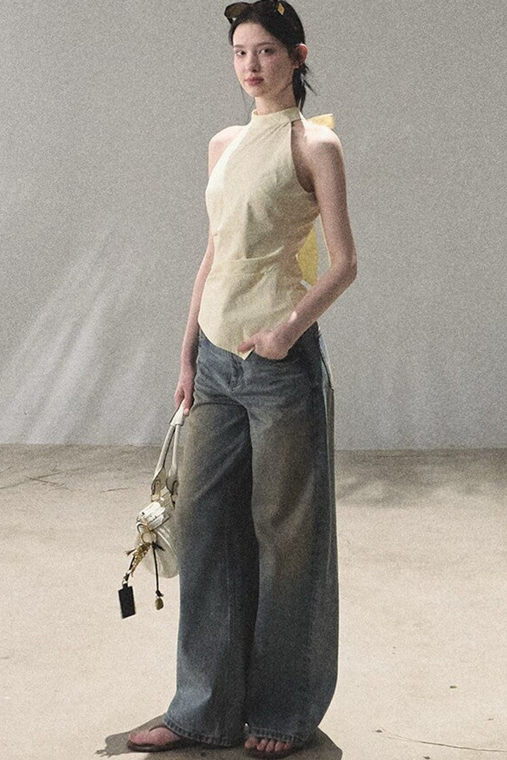 Vintage Hand-Painted Wide Leg Jeans Set