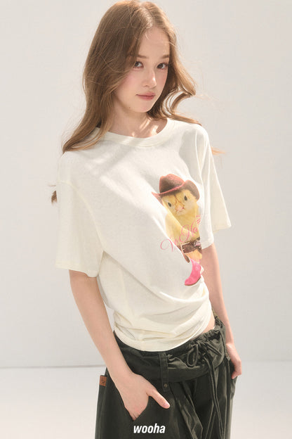 Animal Print Cotton T-Shirt