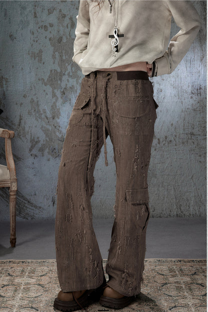 Light Ripped Straight Pants