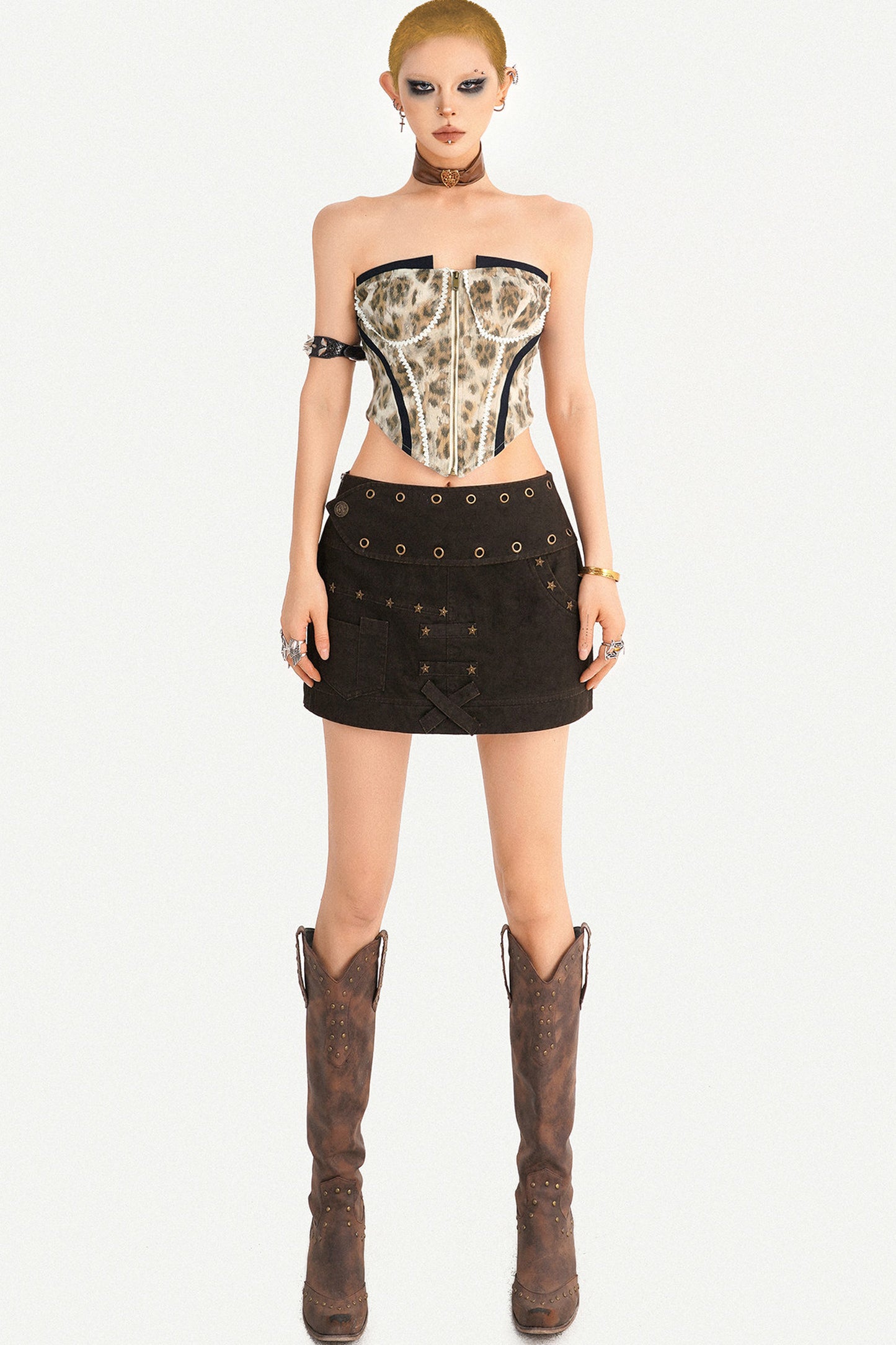 Leopard Print Patchwork Tube Top