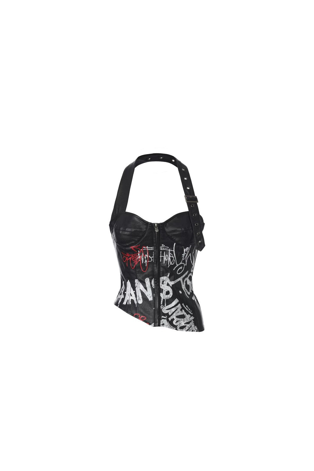 Top all'americana in pelle stile punk leggero