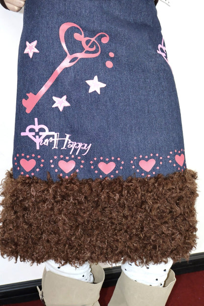 Heart Key A-Line Denim Skirt