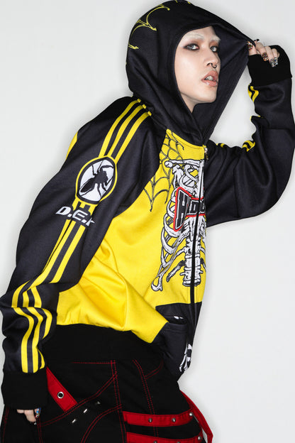 Skeleton Ribcage Hooded Zipper Jacket