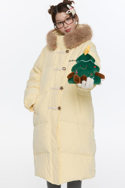 Cream Yellow Horn Button Down Coat