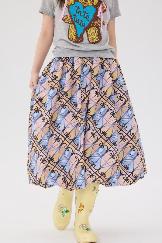 Puppy Bud Illustration Skirt