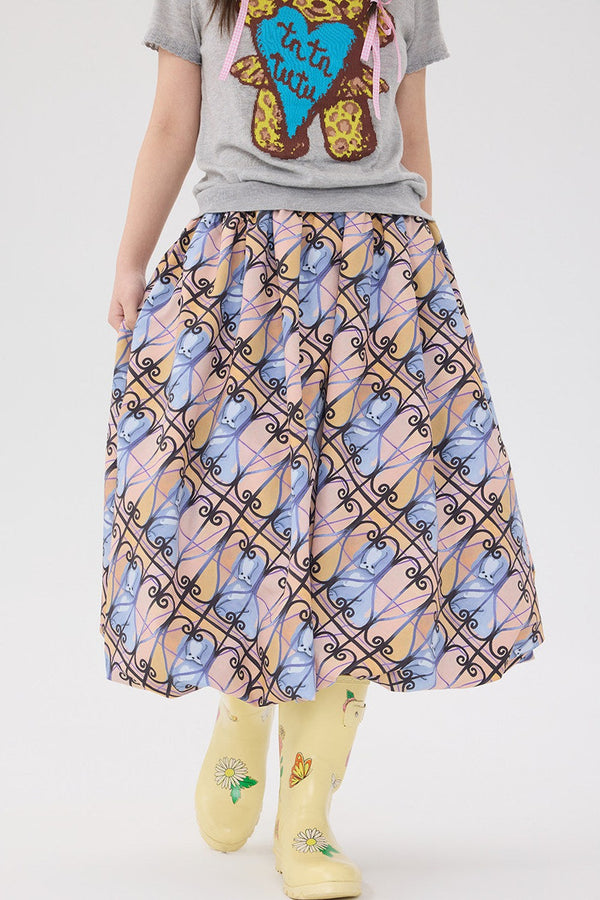 Puppy Bud Illustration Skirt