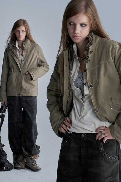 Reversible Seamed Metal Button Jacket