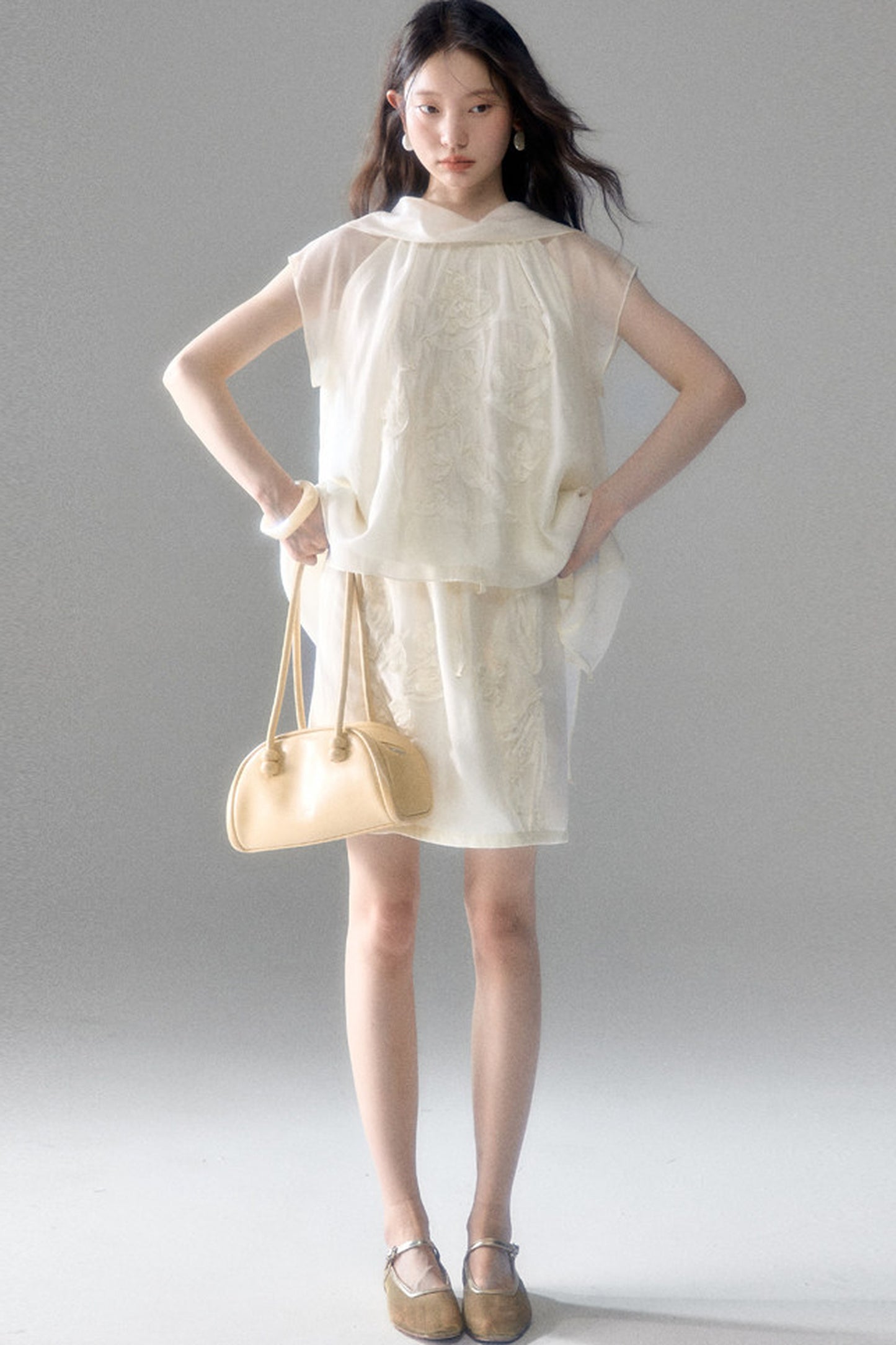 Tencel Acetate Bird Floral Top and Skirt Set-Up