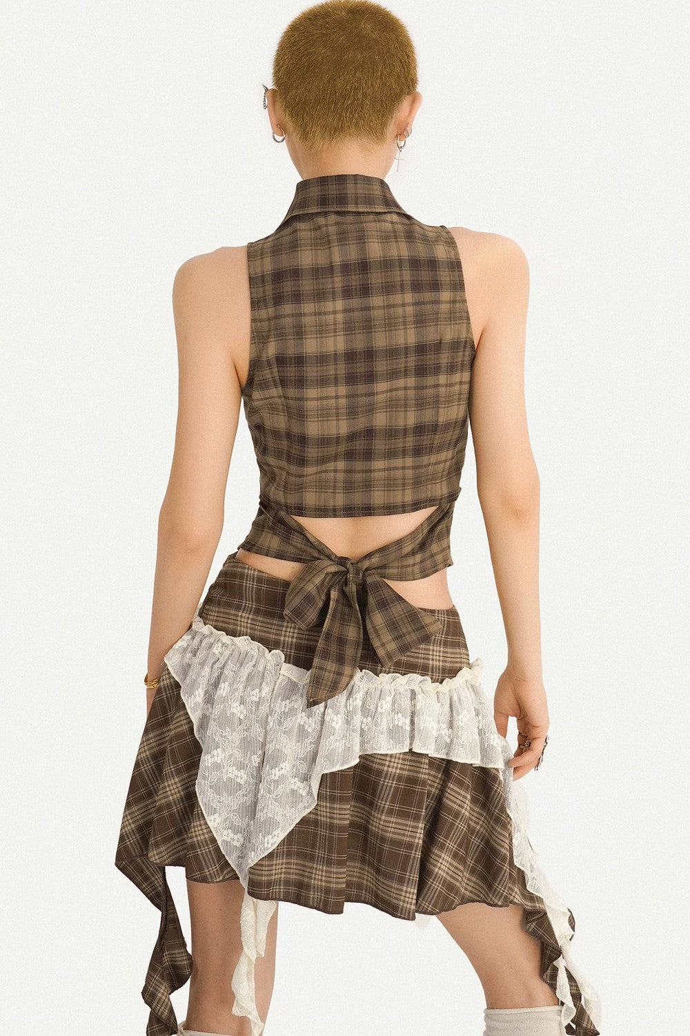 Retro Plaid Halter Vest