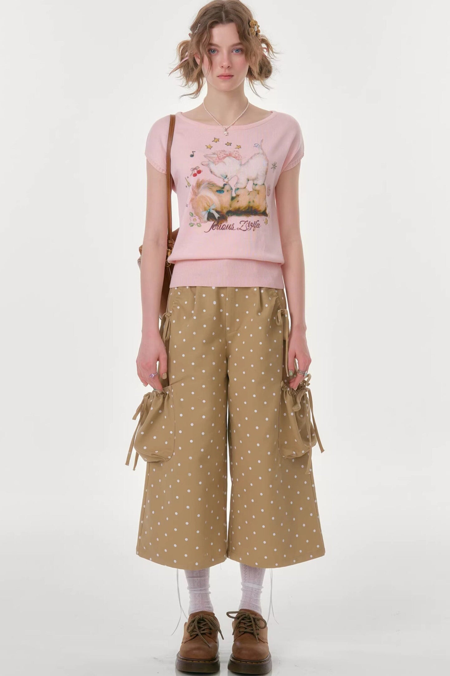 Retro Khaki Polka Dot Pants