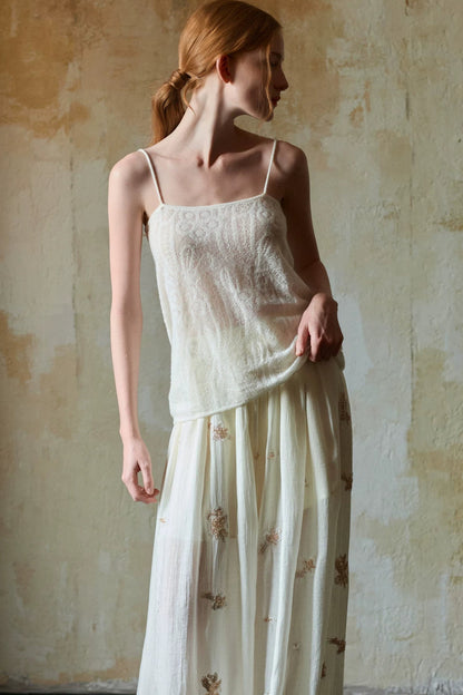 Off-White Wool Jacquard Camisole