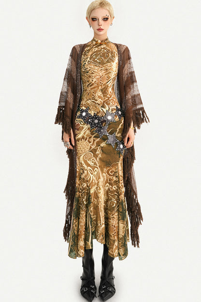 Luxurious Sleeveless Gold Cheongsam Fishtail Dress