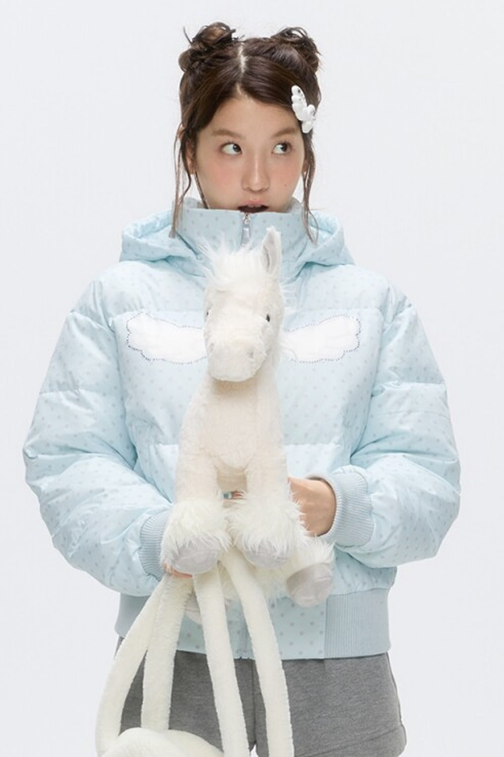 Hooded Polka Dot Down Jacket