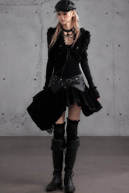 Punk Print Layered-Look Ruffle Irregular Dress