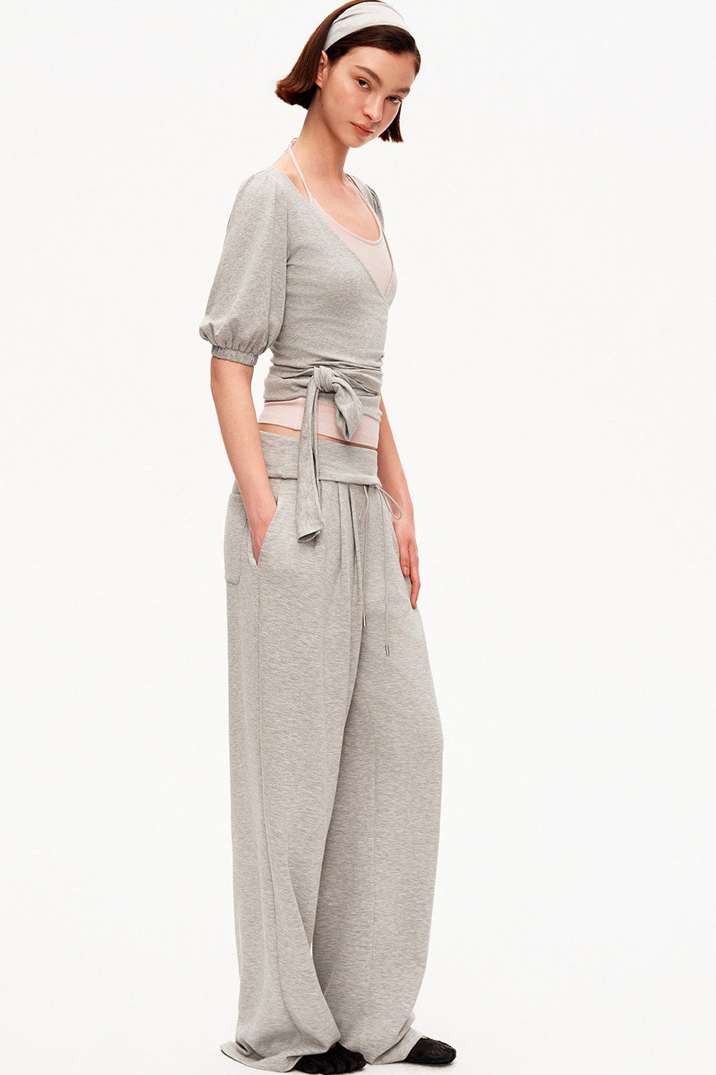 Tencel V-Neck Puff Sleeve Camisole Set-Up