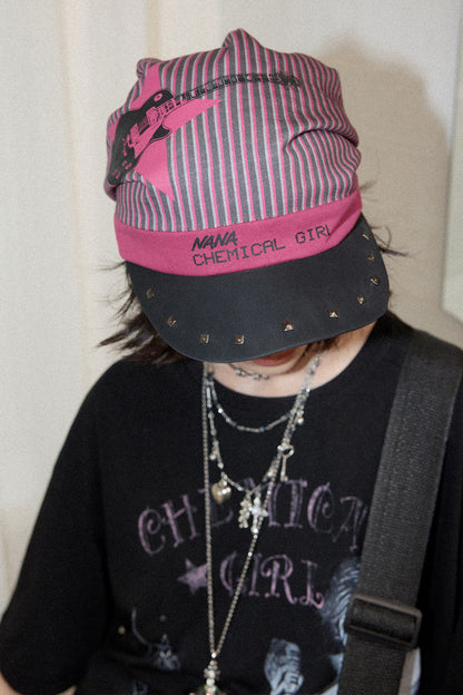 Color-Blocked Pinstripe Beanie Cap
