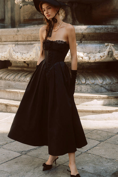 Satin Strapless Fishbone Princess Dress
