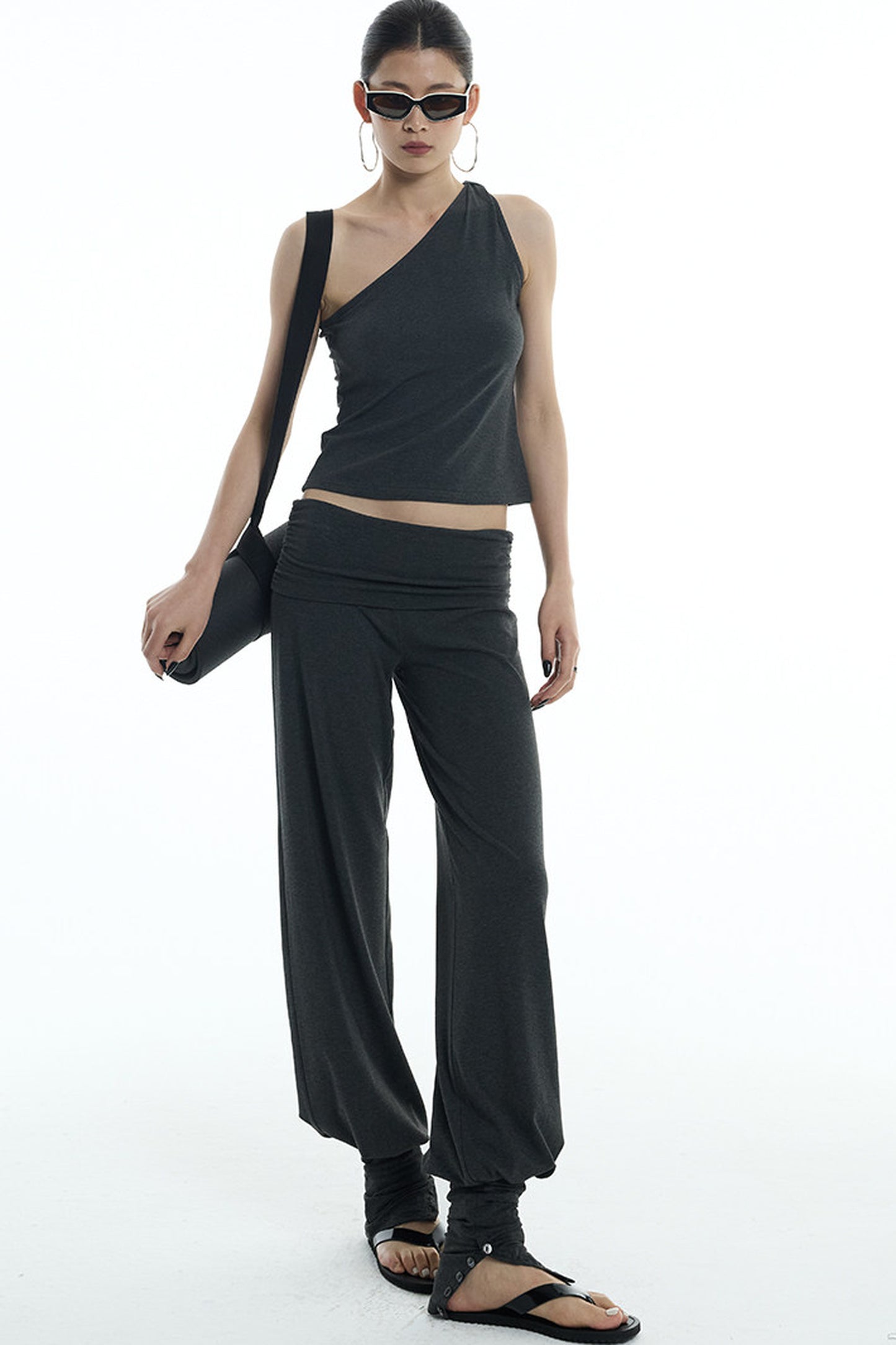 Lyocell One-Shoulder Top And Pants Set-Up