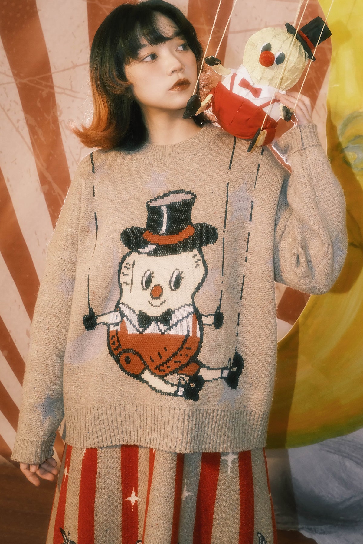 Fantasy Circus Peanut Puppet Star Knit Sweater