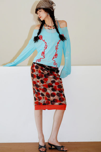 Textured Mesh Embroidery Top