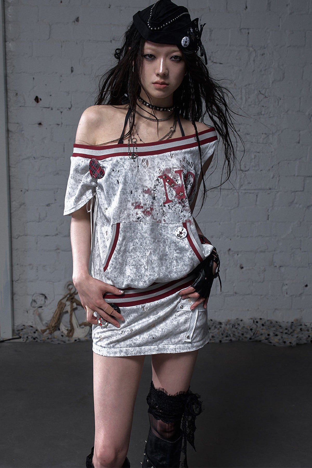 Distressed Punk Sleeveless Dress