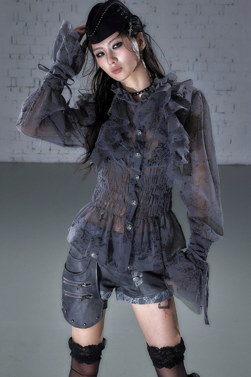 Lace Ruffle Collar Blouse