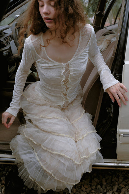 Beaded Lace Cut-Out Top