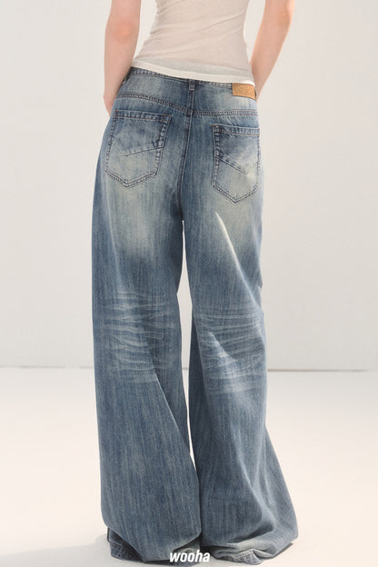 Vintage Washed Gradient Denim Jeans