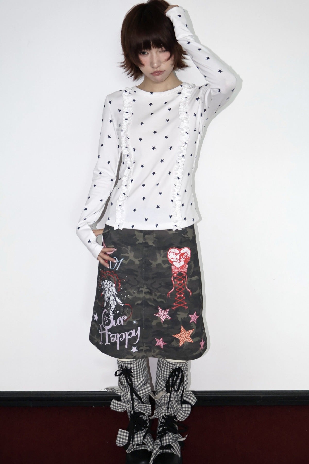 Two-Tone Star Long-Sleeve Top