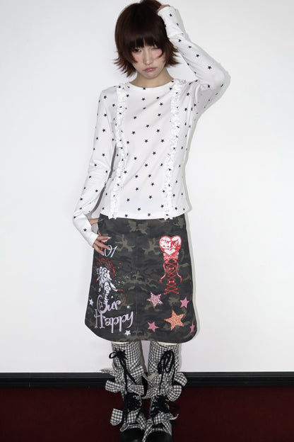 Two-Tone Star Long-Sleeve Top