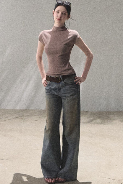 Vintage Hand-Painted Wide Leg Jeans Set