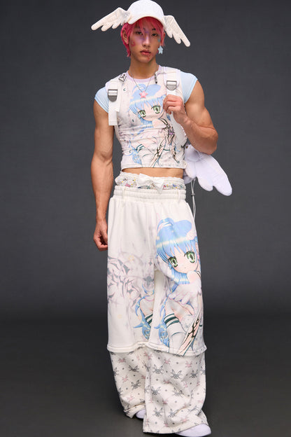 Detachable Angel Print Sweatpants