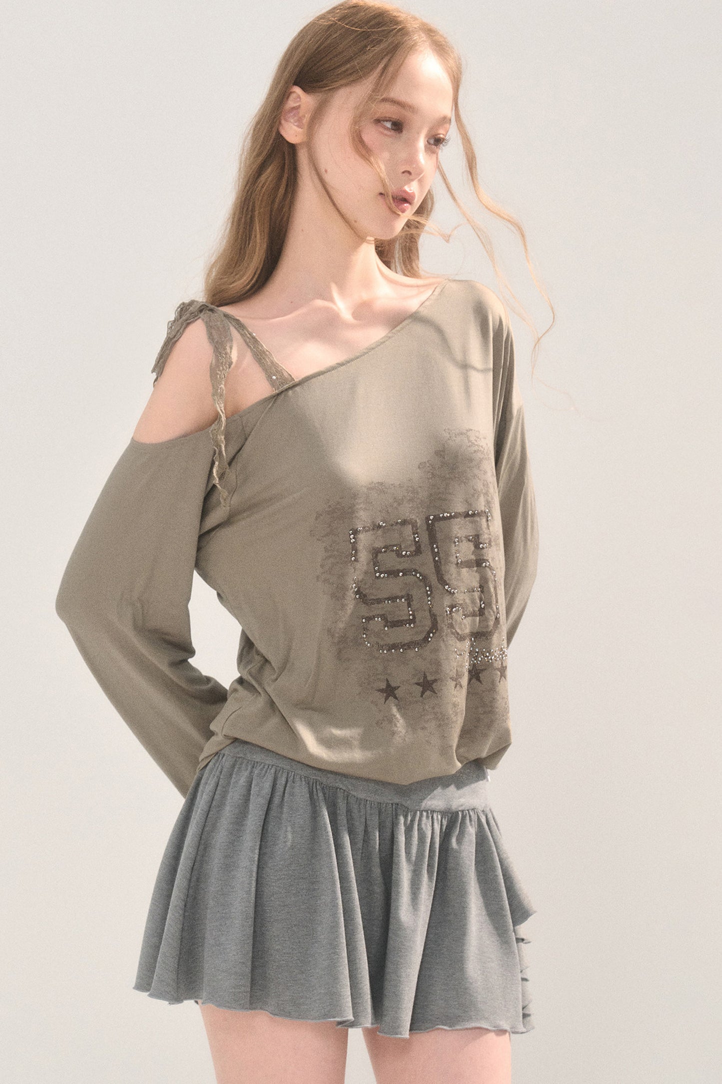 Asymmetrical Lace Shoulder Top