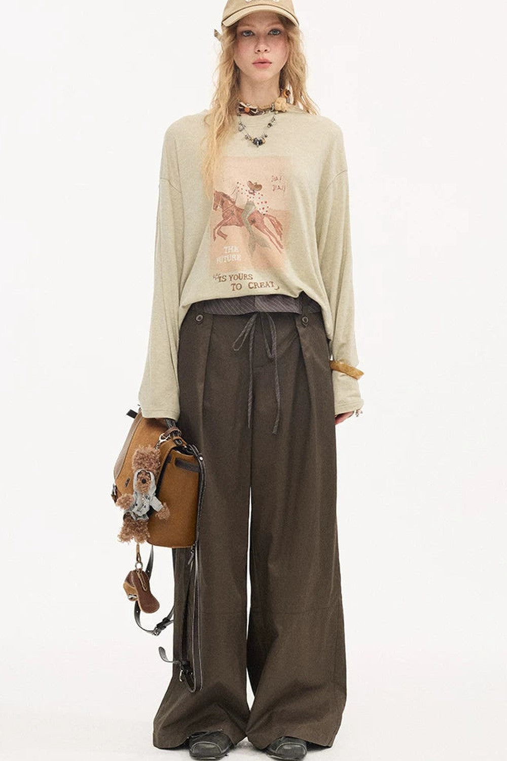 Striped Patchwork Straight-Leg Pants