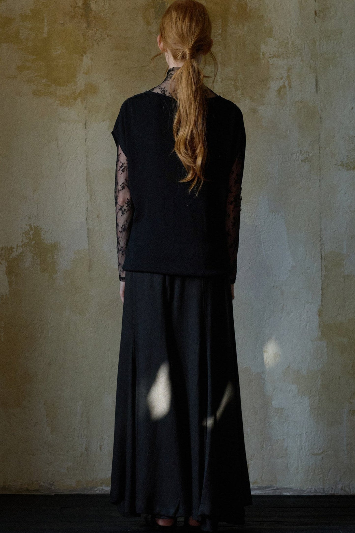 Black Tencel Drape Knitted Top