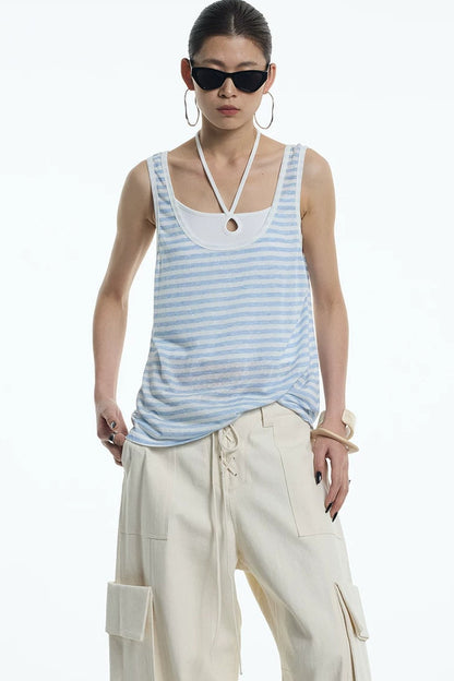 Nautical Striped Lyocell Tank Top