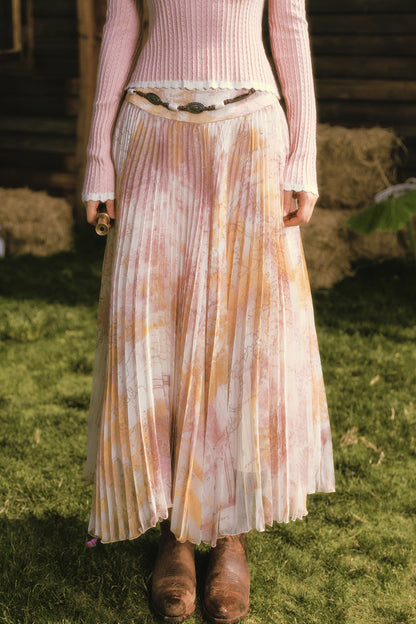 Custom High Drape Printed Pleated Skirt
