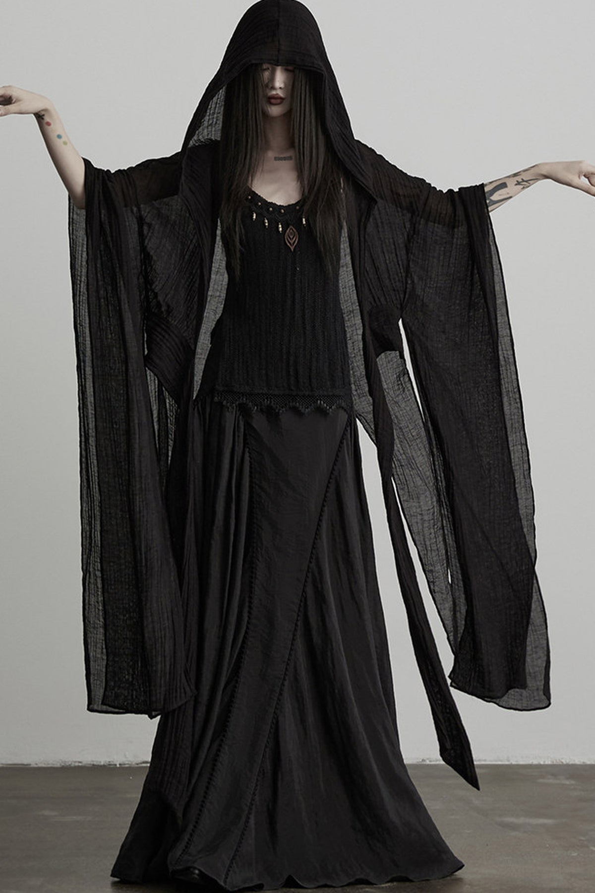 Oversized Detachable Wide Sleeve Hooded Jacket
