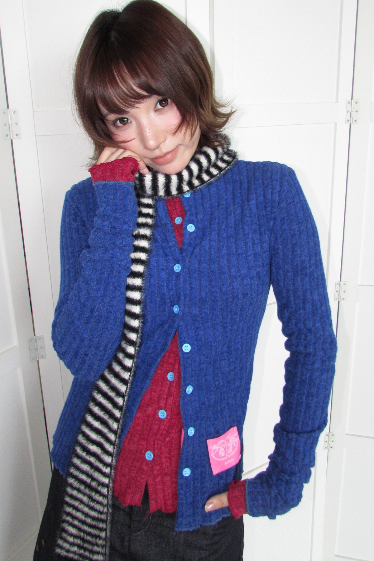 Candy-Colored Ribbed Versatile Button-Up Top