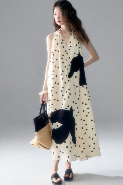 Polka Dot Bird Halter Dress
