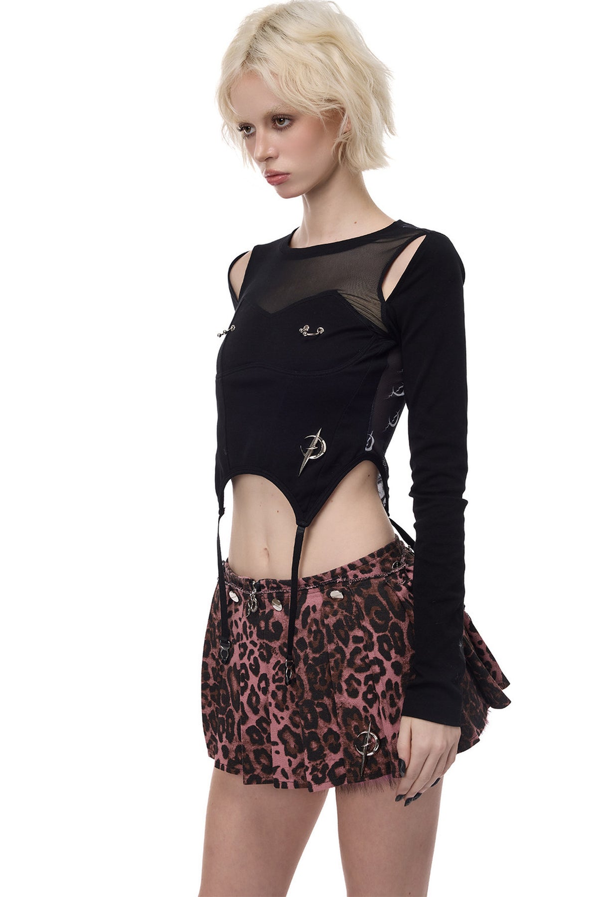 Pink Leopard Print Furry Skirt