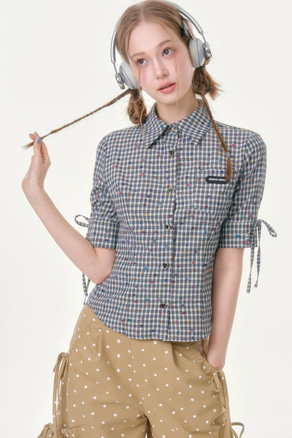 Retro Plaid Summer Blouse