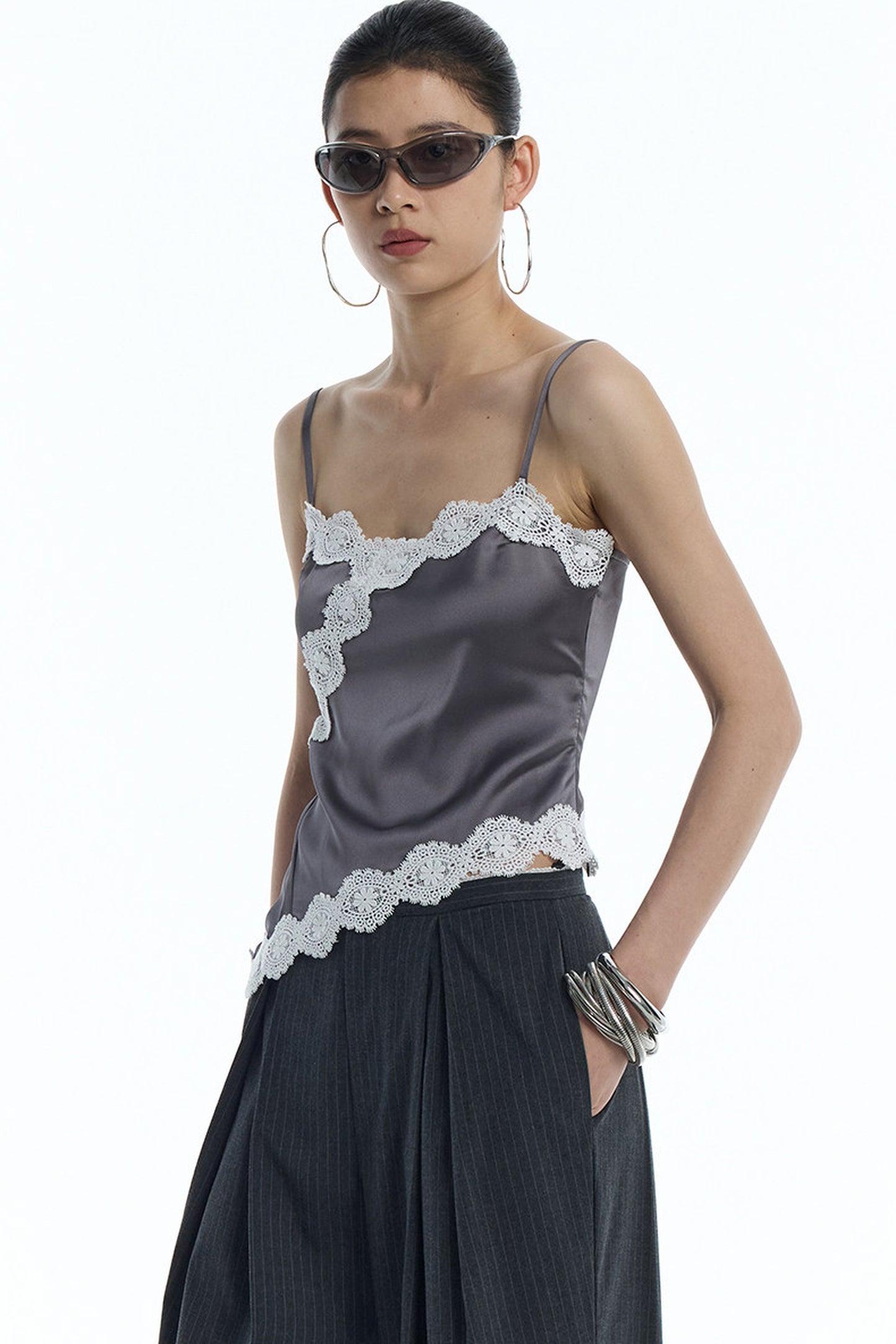 Asymmetrical Hem Lace Camisole