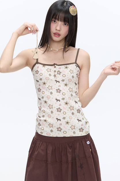 포니 프린트 카디건 셋업